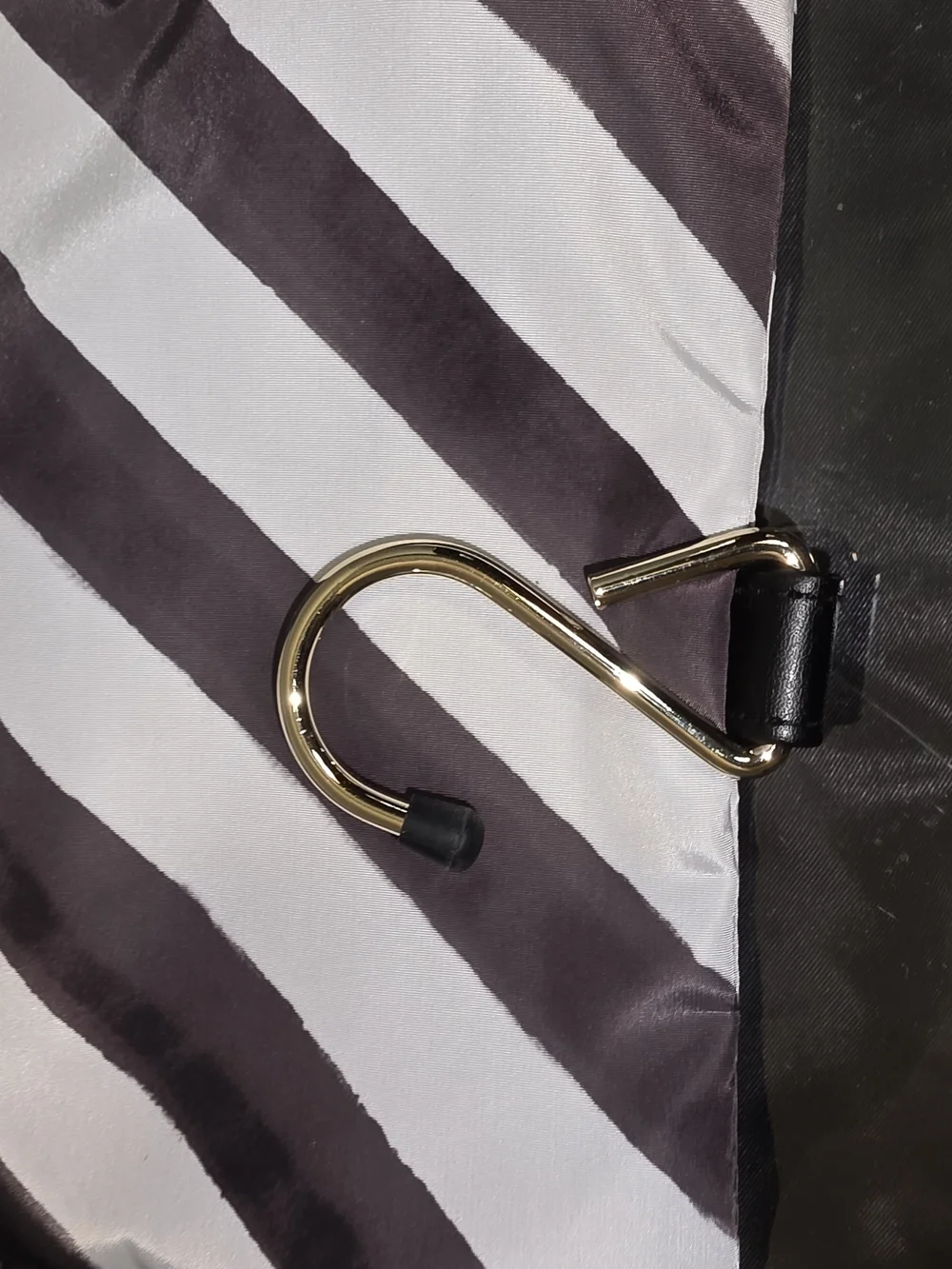 Victoria's Secret Black and White Striped Cosmetic Case with Gold Logo